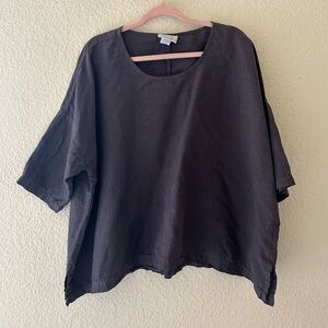 La Fixsun Women's Gray Drapey Linen Blouse Size Small Lagenlook Oversized Layer